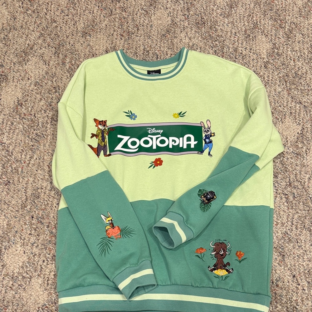 Disney Zootopia EmbroideredIcons Panel Crewneck Sweater - Boxlunch
